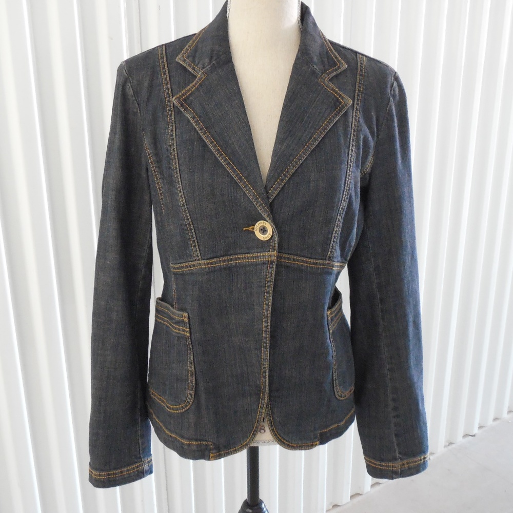 Michael Kors Denim Jean Blazer Jacket Size 10